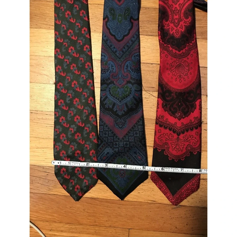 Lot Of 3  Crawford's By Damon Italian Silk Neckties Imported Foulard Fabric